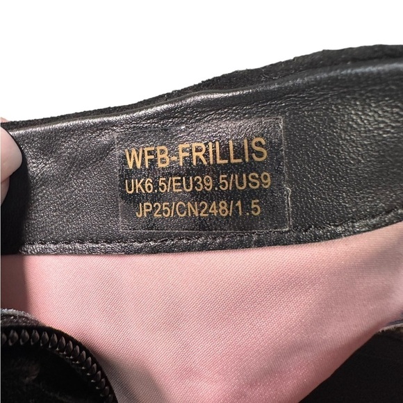 Ted Baker Frillis Suede Black Women’s Ankle Booties Block 4” Heel Pointed Toe 9 - Picture 7 of 14